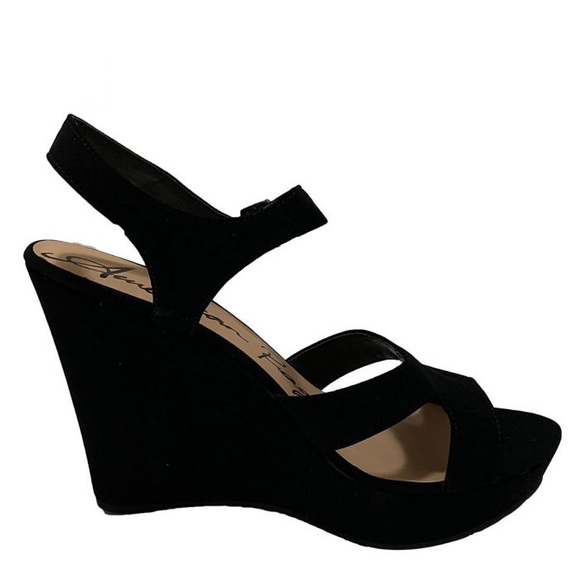 Velvety black platform wedges - Picture 13 of 14